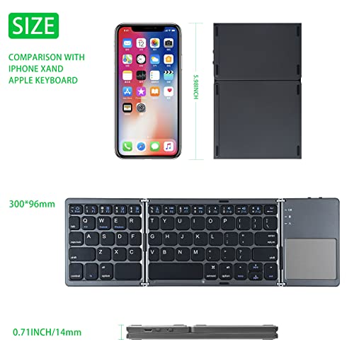 Jphtek Foldable Bluetooth Keyboard With Touchpad,Portable Wireless Keyboard With Stand Holder, Rechargeable Full Size Ultra Slim Pocket Folding Keyboard For Android Windows Ios Tablet & Laptop #TOP4