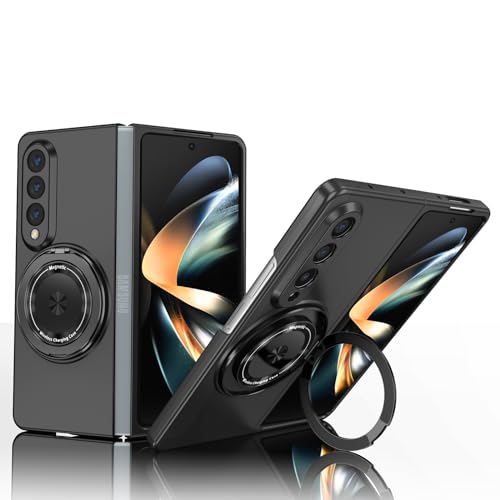 Kainevy Funda para Samsung Z Fold 4 con soporte magnético para cargador inalámbrico MagSafe, resistente a los golpes, funda Samsung Galaxy Z Fold 4, funda negra astética fina (negro)