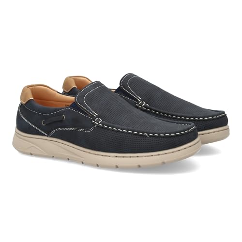 102788 Zapato Elegante Hombre con Cierre Elastico, Tipo Nautico para el Dia a Dia o Eventos Informales. Suela Ligera y Flexible, Calzado Transpirable Ideal para Cualquier Temporada. Marino Talla 44