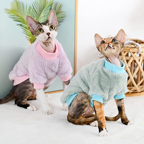 Sphynx-Hairless-Cat-Clothes-Thick-Warm-Pet-Cat-Wear-Clothes-Soft-Fleece-Pajamas-for-Cold-Weather-Two-Leg-Kitten-Pullover-Shirts-Jumpsuit-Cats-Vest-Apparel-for-Cornish-Rex-Devon-Rex