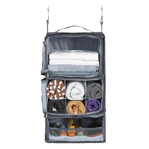 Surblue Colgando Estantes Bolsa de Almacenamiento de Viaje Bolsa de Compresión Cúbica de Empaque para Maleta Plegable con Capa de Extensión Gran Capacidad Gris XL