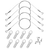 Picture Hanging Wire Kit,4pcs Adjustable Picture Hanging Jig,2m X 1mm Heavy Duty 50lbs Small Hooks,8pcs 3-Hole D Rings Picture Hangers with Screws for Canvas Paintings/ Mirrors/ Frames