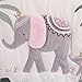 NoJo Tropical Princess Elephant/Jungle Pink and Green 4 Piece Crib Bedding Set - Comforter, Fitted Crib Sheet, Dust Ruffle and Storage
