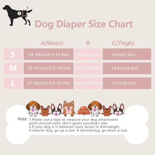 3 Stück Wiederverwendbare Hundewindeln, Hochsaugfähige hundehöschen, hündin läufig Windeln für läufige Hündinnen, Menstruationshöschen für Hündinnen, Schwarz Rosa Lila-S