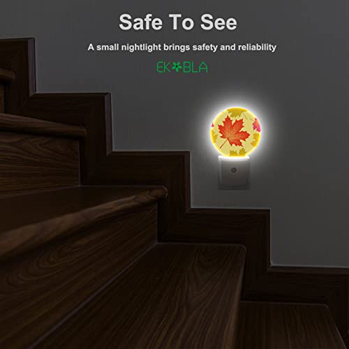 Image of EKOBLA Maple Leaf Night Light, Autumn Fall Leaves Night Lights Plug Into Wall with Dusk to Dawn Sensor for Bedroom, Bathroom, Hallway and Fall Decor