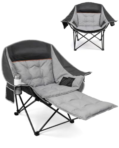 HOPERAN Silla de Camping Sobredimensionada con Reposapiés, Capacidad 500 lbs, Silla Acolchada para Jardín