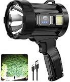 Kmivo Rechargeable Spotlight, 2,000,000 Lumens Super Bright Handheld Led Flashlight, Outdoor Spot Light with Cob Light and Solar Panelsfor Boating Camping