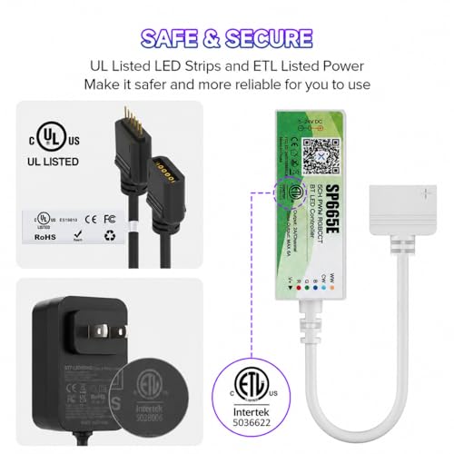 Tira LED RGBCCT COB 24V 24FT RGB con Control Remoto y Bluetooth miniatura 2