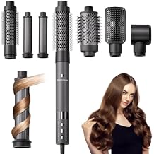 6 in 1 Blow Dryer Brush Set, Powerful Hair Dryer Brush with Auto-Winding Curl L/R, Fast Drying, Smooth Blowouts, Root-Lift Volume, No Heat Damage Frizz-Free Thermal Brush, Hot Air Styler for Travel