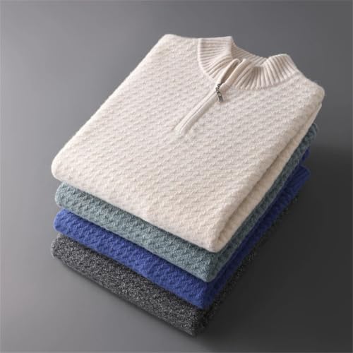 Men's Wool Knitted Sweater, Stand Up Collar, Half Zipper Pullover, Casual, Thick,Warm Sweaters2