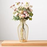 Grensuk Gold Glass Vase for Home Decor,Flower vase for Decor Geometric vases for centerpieces Gold vases for centerpieces Modern vases for Flowers Wedding Home Office Centerpiece (10 inch)