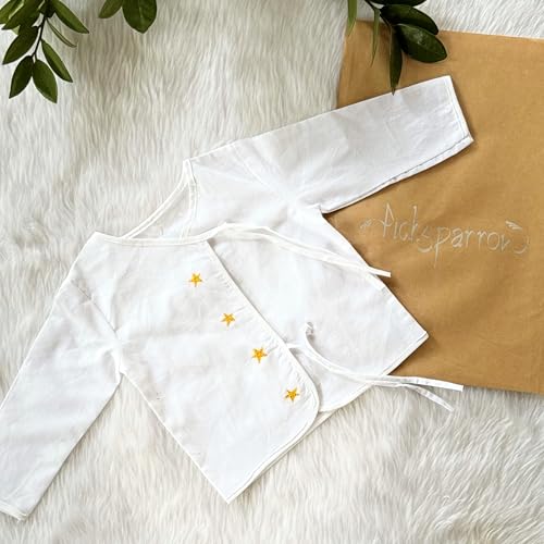 Image of Picksparrow Pure Cotton Embroidered Newborn Baby Clothes /Jhablas /Vests (Full Sleeve, Set of 3)