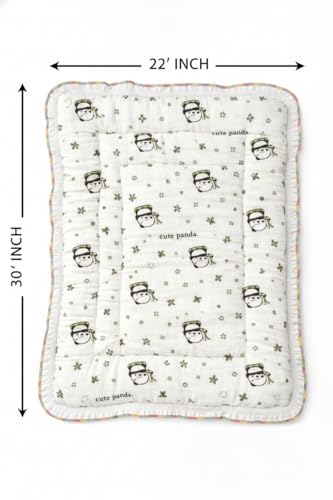 Image of 100% Muslin Cotton Baby Mattress - Soft, Breathable & Lightweight Baby Bedding Blanket with Piping Border, for Newborns & Infants (0-12 Months)