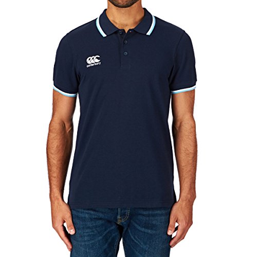 Image of Canterbury Tipped Polo Shirt, Mens, Tipped, Navy/norse Blue/white