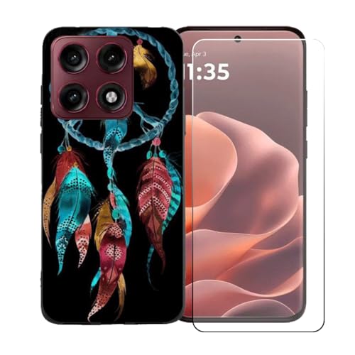 LCEHTOGYE �K�p Motorola Edge 70 Pro +�����K���X�X�N���[���v���e�N�^�[�p�P�[�X�A�K�p Motorola Edge 70 Pro (6,78")�ƌ݊����̂���u���b�N�\�t�gTPU�V���R���Q���P�[�X�ی�J�o�[ BST3