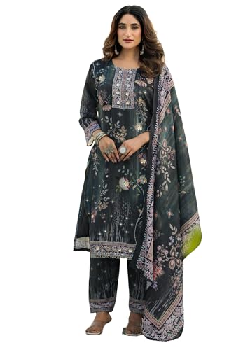 Indian Heavy Soft Chinon With Digital Print And HandWork Suit 14975