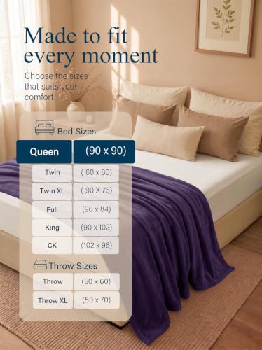 Image of Utopia Bedding Ultra Soft Fleece Bed Blanket Queen Size Purple (90x90 Inch)