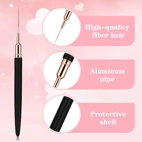 WLLHYF 5Pcs Nail Art Liner Brushes, Painting Nail Art Brushes for Long Lines Details - Image 3