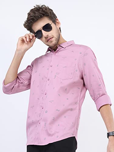 Image of Ketch Men Cotton Slim Fit Printed Full Sleeve Shirt
