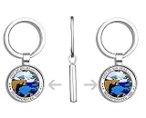 HJ Media Round City of Big Bear Lake Seal (ca ski Town) Metal Round Metal Key Chain Keychain Ring