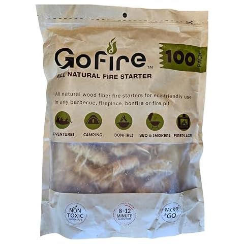 GoFire: All Natural Fire Starters - 100 Pack - Non-Toxic, Wood Fibers, Indoor & Outdoor, Earth-Friendly, for Campfires, Fireplaces & More Cover