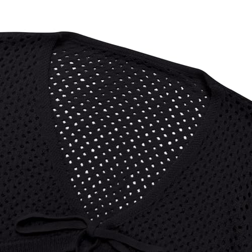 Women's Tie Front Cardigan Shrugs for Dresses Summer Lightweight Crop Top Knit Crochet Sweater Beach Cover Up2