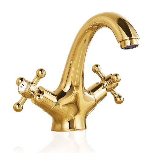 Robinet d'eau chaude et froide antique mitigeur de lavabo noir et or