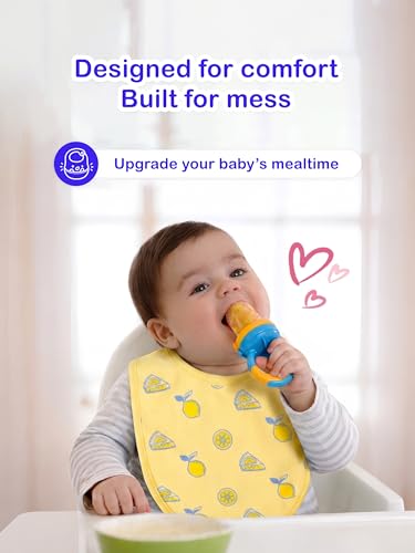 Image of Kidbea Organic Cotton Baby Bib, Adjustable Snap Closure Soft Absorbent Feeding Bibs Apron for Newborns & Infants Child With Cute Prints | Reusable Baby Essential