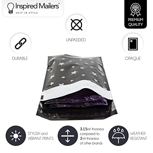 Image of Inspired Mailers - Poly Mailers 6x9-100 Pack - Silver Stars Deluxe - Packaging Bags for Shipping - Mailing Bags 6x9 - Small Poly Mailers - 6x9 Mailers - Package Envelopes