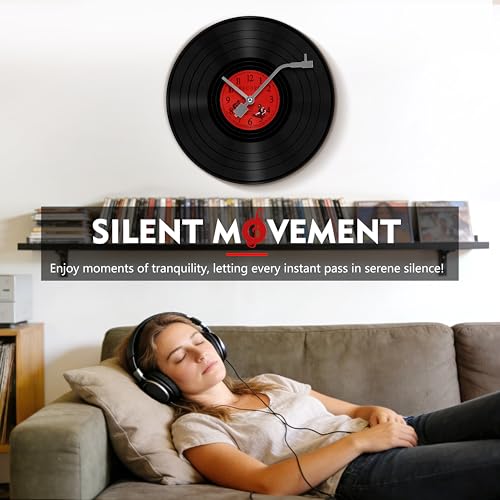 Horloge murale vinyle musical pour déco salon ambiance rétro