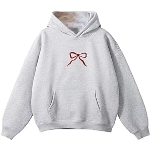 Bow Hoodie Women Embroidered Bow Hoodies Trendy Preppy Sweatshirts Cute Y2K Graphic Pullover Tops for Teen Girls