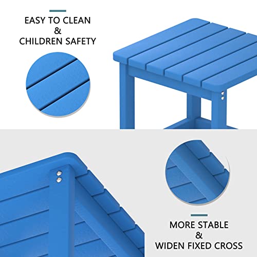 Udpatio Outdoor Side Table For Patio, Xxl Double Rectangular Adirondack Table Poolside Patio Table, Hdpe End Tables For Outside Backyard Pool Indoor Companion, Easy Maintenance Weather Resistant(Blue) #TOP4