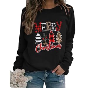 Leopard and Plaid Merry Christmas Black Sweatshirt