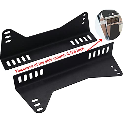 Spocoro Steel Racing Seat Side Mount Bracket For Bucket Seat Only, Logo Free, Textured Black (1 Set) #TOP3