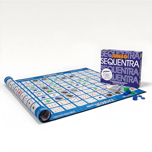 Image of Jumbo Sequntra Smart Sequence Board Game | Large Fabric Mat Strategy Game | Fun Learning Game for Kids & Adults | Family & Party Strategy Game | 2-8 Players