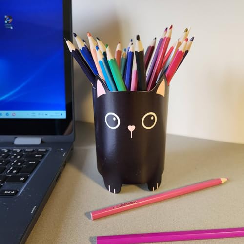 Porta Canetas Gata Decorativo Organizador de Mesa Criativo Porta Lápis Gato Metálico