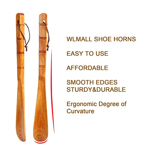 Premium Wooden Shoe Horn, 2 Pcs Shoehorns Durable, 13" Long Handle Shoe Horns, Lazy Shoe Helper Spoons For Seniors, Kids, Pregnancy, Men, Women, Father's Day Birthday Gift #TOP1