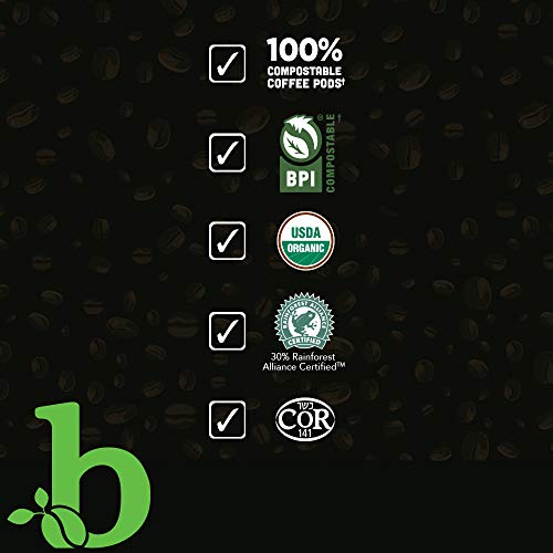 Beaniac Organic Kickstarter 100% Colombian | Medium Roast, Single Serve Coffee K Cup Pods | Rainforest Alliance Certified | 30 Compostable, Plant-Based Coffee Pods | Keurig Brewer Compatible #TOP5