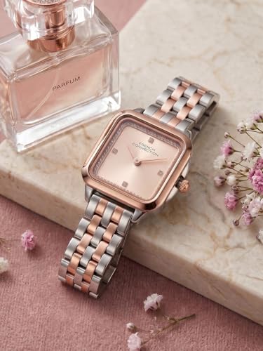 Image of French Connection Bijou Carre | Analog Display | Rose Gold Sunray Dial | Stainless Steel Strap | Watch for Women - FCN0217RTM