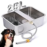 Svauoumu Hundebecken Automatischer Hundewasserspender,25 Liter Hundewasser im Freien Edelstahl-Wassernapf für große Hunde,Großer Hundewassernapf,Edelstahl-Wassernapf (25 L)