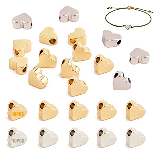 Perles De Coeur Artisanat En Métal Perles 20 Pcs Perle Colorée Forme Coeur Connecteur Perles Bijoux Mode Bricolage Pour La Fabrication Bijoux Bricoler Soi-Même Autres Objets d'Artisanat Argent Or Cover