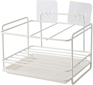 Porte Éponge De Cuisine, Porte Éponge, Organisateur d'Évier De Cuisine, avec Adhésif, pour Lave-Vaisselle Savon Liquide Brosse Serviette Égouttoir Salle De Bain (Blanc)