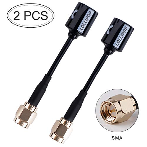 Makerfire 2 Stück FPV-Antenne Foxeer Micro Lollipop 5.8G 2.5DBi RHCP TX RX-Antenne Omni SMA-Stecker mit hoher Verstärkung für RC FPV Racing Drone Schwarz