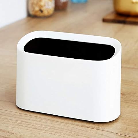 AYADA Tiny, Desk Mini Trash Can, Trash Bin, Waste Basket 1.5 L Desktop, Countertop, Makeup Tabletop Trash Can Little Cute Plastic (White) Cover