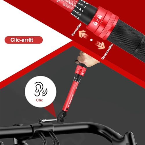 ATsafepro Petite Clé Dynamométrique À Clic 1/4" 3-25 Nm, Double Sens Rotation 72 Dents, Outil Réparation Vélo Et Moto – vue 3