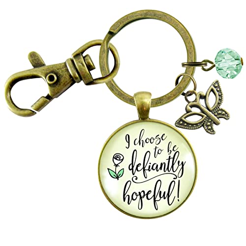 Gutsy Goodness Inspirational Keychain I Choose Defiantly Hopeful Survivor Quote