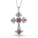 PRIMATORIA Collar de cruz gótica gruesa para mujeres y hombres | Collar grande de plata con colgante gótico punk emo grunge | Joyería religiosa de cristal Y2K para ella, Grande, Acero inoxidable Zinc