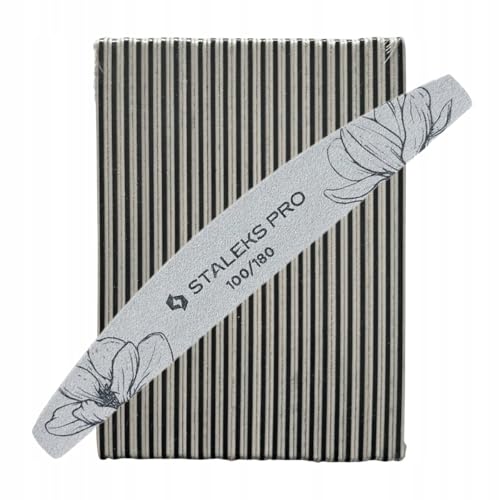 Lima per unghie STALEKS EXPERT NFE-40 a mezzaluna, doppio lato, grana 100/180, sottile strato di schiuma, confezione da 25