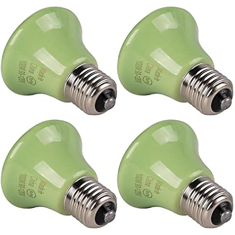 FIVEAGE 100W Mini Ceramic Heat Emitter No Light Emitting,Reptile Infrared Small Heat Bulbs for Turtle,Chicken, Brooder Coop, Reptiles and Amphibians - 4 Pack(Green) Cover