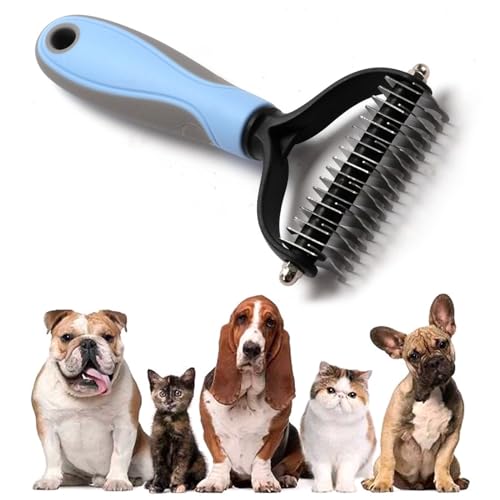 VANANA Pet Grooming Comb, 2 Sided Undercoat Rake Brush for Dogs Cat Safe Dematting Deshedding Pets Fur Knot Cutter Shedding Pet Grooming Tool